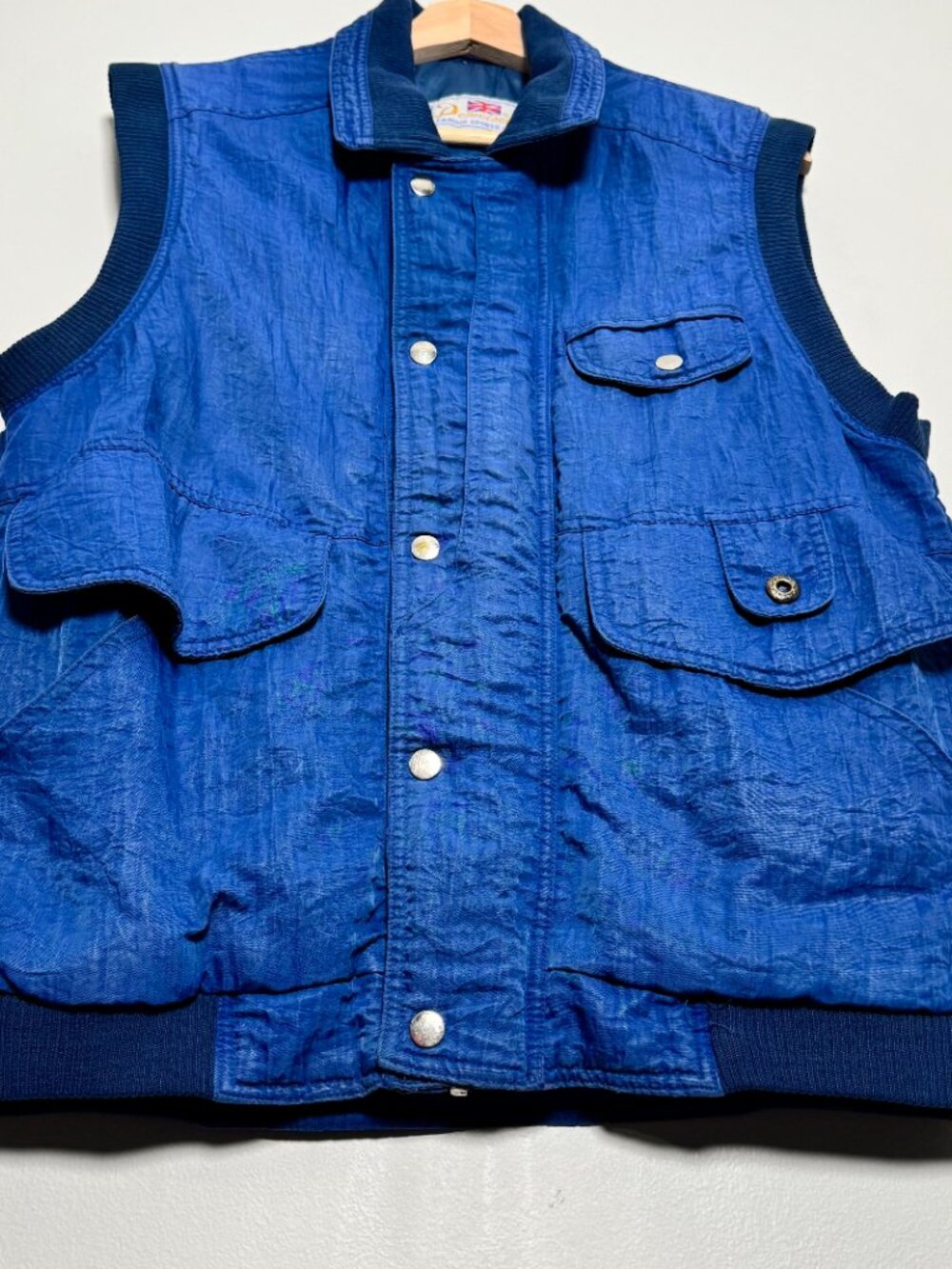 Vintage Demoiselle Famous Sports Wear Utility Full Zip Blue Vest Sz L - Picture 2 of 8